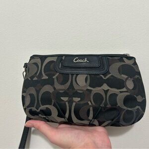 Coach Black and Brown Signature Wristlet